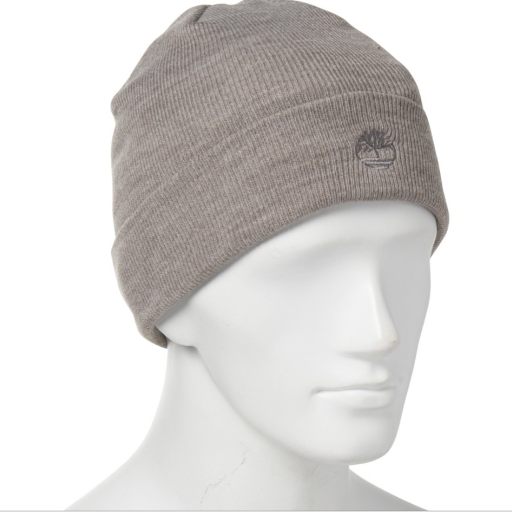 NWT Timberland Men's Gray Tonal 3D Embroidery Beanie Knit Hat OS